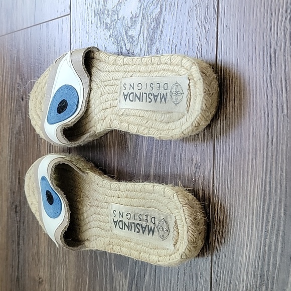 MASLINDA Evil Eye Espadrilles Slides in Beige - Picture 11 of 11